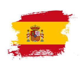 Artistic Spain national flag design on painted brush concept