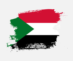 Artistic Sudan national flag design on painted brush concept