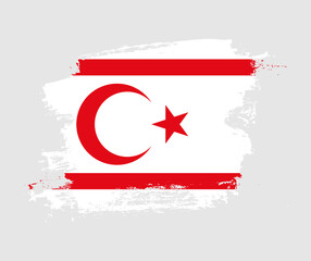 Artistic Turkish Republic of Northern Cyprus national flag design on painted brush concept