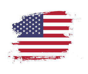 Artistic United States of America national flag design on painted brush concept