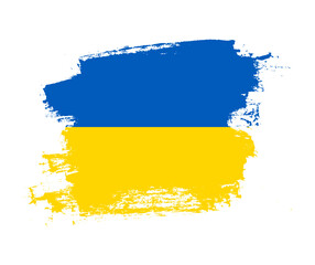 Artistic Ukraine national flag design on painted brush concept