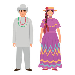 Cartoon men's and women's costumes of Argentina character for children. Flat vector illustration