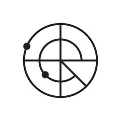 Radar icon design.Radar detection icon, Radar Screen, thin line, outline and stroke style. Vector illustration 