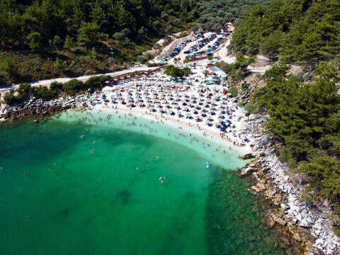 Marble beach, Paralia Saralia beach, Thasos, île Grecque, Grèce