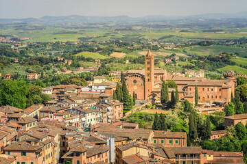 Fototapeta na wymiar Siena medieval ols town cityscape from above, Tuscany, Italy