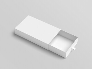 Sliding drawer box packaging mockups. 3D illustration object. Perspective view.