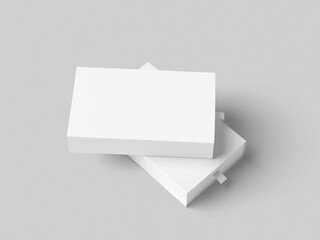 Two sliding drawer box packaging mockups. 3D illustration object. Perspective view.