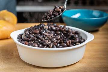 Black Beans In White Bowl