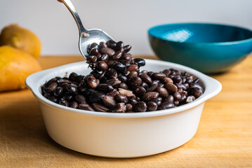 Black Beans In White Bowl