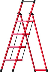 Red aluminum step folding ladder.
