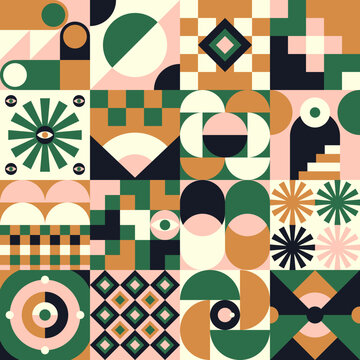 Geometric bauhaus flast illustrations pattern seamless design