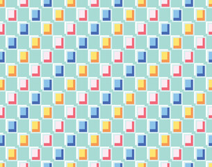 Japanese Colorful Checkered Rectangle Vector Seamless Pattern