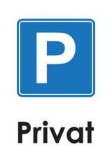 Fototapeta premium Privater Parkplatz, Hinweisschild