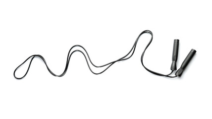 Black skipping rope on white background