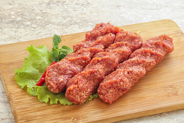 Raw beef kebab minced meat