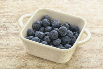 Sweet ripe blueberry heap in the bowl