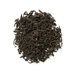 Heap of dry puer tea on white background