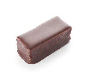 Tasty bird's milk candy on white background