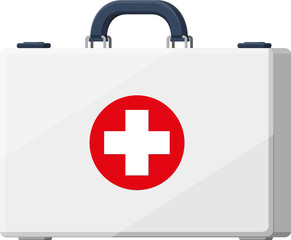 First aid kit. Plastic bag for medicine.