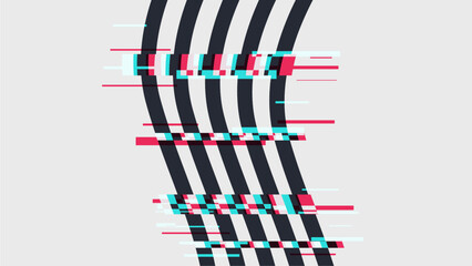 Obraz premium Striped Lines Texture with Glitch Effect, White Background