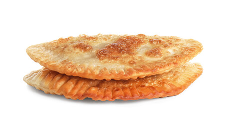 Tasty chebureks on white background