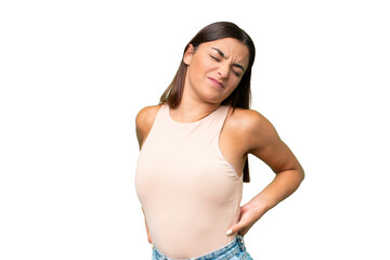 Young beautiful brunette woman over isolated background