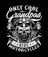 Only Cool Grandpas Ride Motorcycles Biker T-shirt Design