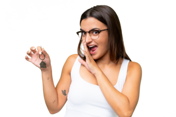 Young beautiful brunette woman over isolated background