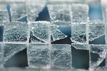 Broken, frosted, icy tiles texture #7 - obrazy, fototapety, plakaty