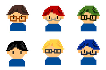 ドット絵　人物　男性1　メガネ　アイコンセット2