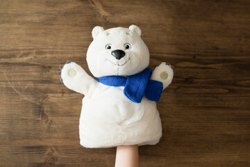 Stuffed toy white bear with scarf