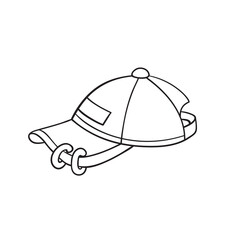 Isolated vector illustration of cap. Cute thin line icon for design, cover etc.