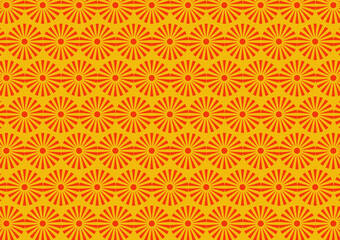 Sun and sunlight ray pattern on yellow background