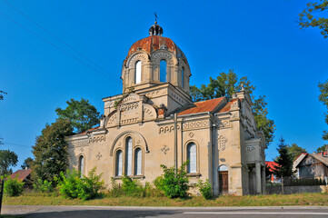 Fototapeta na wymiar Orthodox church of the Nativity of the Blessed Virgin. Krzywcza, Subcarpathian Voivodeship, Poland.