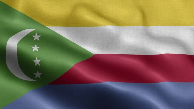 Flag Of Comoros - Comoros Flag High Detail - National flag Comoros wave Pattern loopable Elements - Fabric texture and endless loop - Highly Detailed Flag - The flag of fluttering in the wind