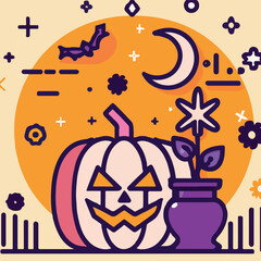 Cute vector Halloween iconized illustration Isolated background. Vector Design.