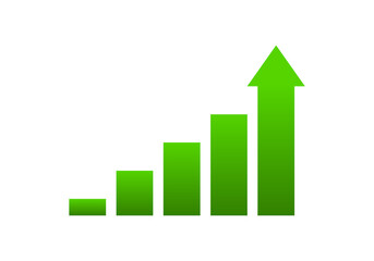 Green arrow graph growing uptrend financial business statistics flat vector icon design.