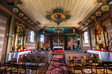 Fototapeta na wymiar Wooden Church of the Holy Trinity. Kucharki, Greater Poland Voivodeship, Poland