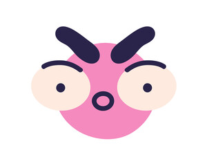 Face avatar with amazed surprised emotion. Abstract cute funny comic character with wow shocked facial expression, bulging eyes. Modern flat graphic vector illustration isolated on white background