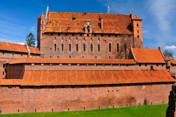 The Castle of the Teutonic Order located in the Polish town of Malbork, Pomeranian Voivodeship.