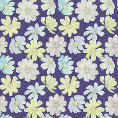 Seamless botanical pattern. Abstract floral ornament for design. Bright flowers collected in a seamless pattern.