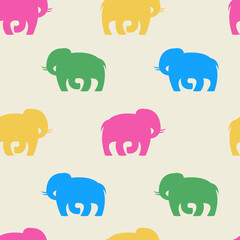 seamless elephant pattern. Colorful elephant silhouette 