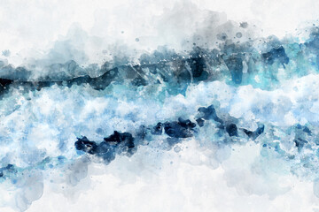 Water blue sea wave abstract watercolor texture background. Moderm art Painted watercolor background