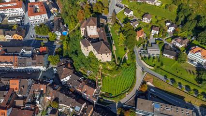 Aerial view of Feldkirch city, Austria - Schattenburg - Katzenturm - Europe attractions