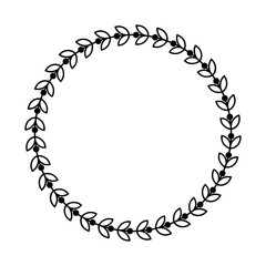 Ancient Greek round frame with olive tree leaves pattern, antique border from Greece