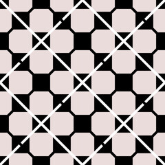 Abstract seamless pattern in geometric ornamental style. monochrome color black pink