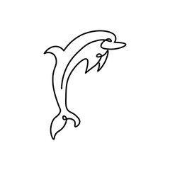 One line Dolphin icon vector background.  Continuous outline of a Dolphin icon. Vector illustration