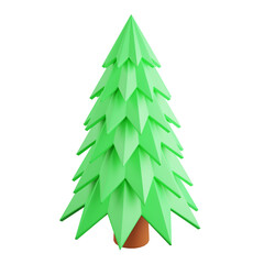 Obraz premium 3D rendering flat design Christmas tree isolated on transparent background 