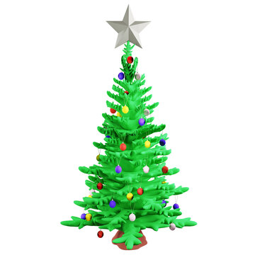 3D rendering Christmas tree isolated on transparent background 2