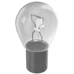 3d rendering illustration of a 12v incandescent car light bulb